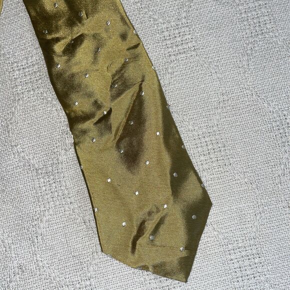 Oxxford Clothes Men’s Dress Toe Size 57” 3.5” Gold Dotted Silk Business Formal - Picture 1 of 12